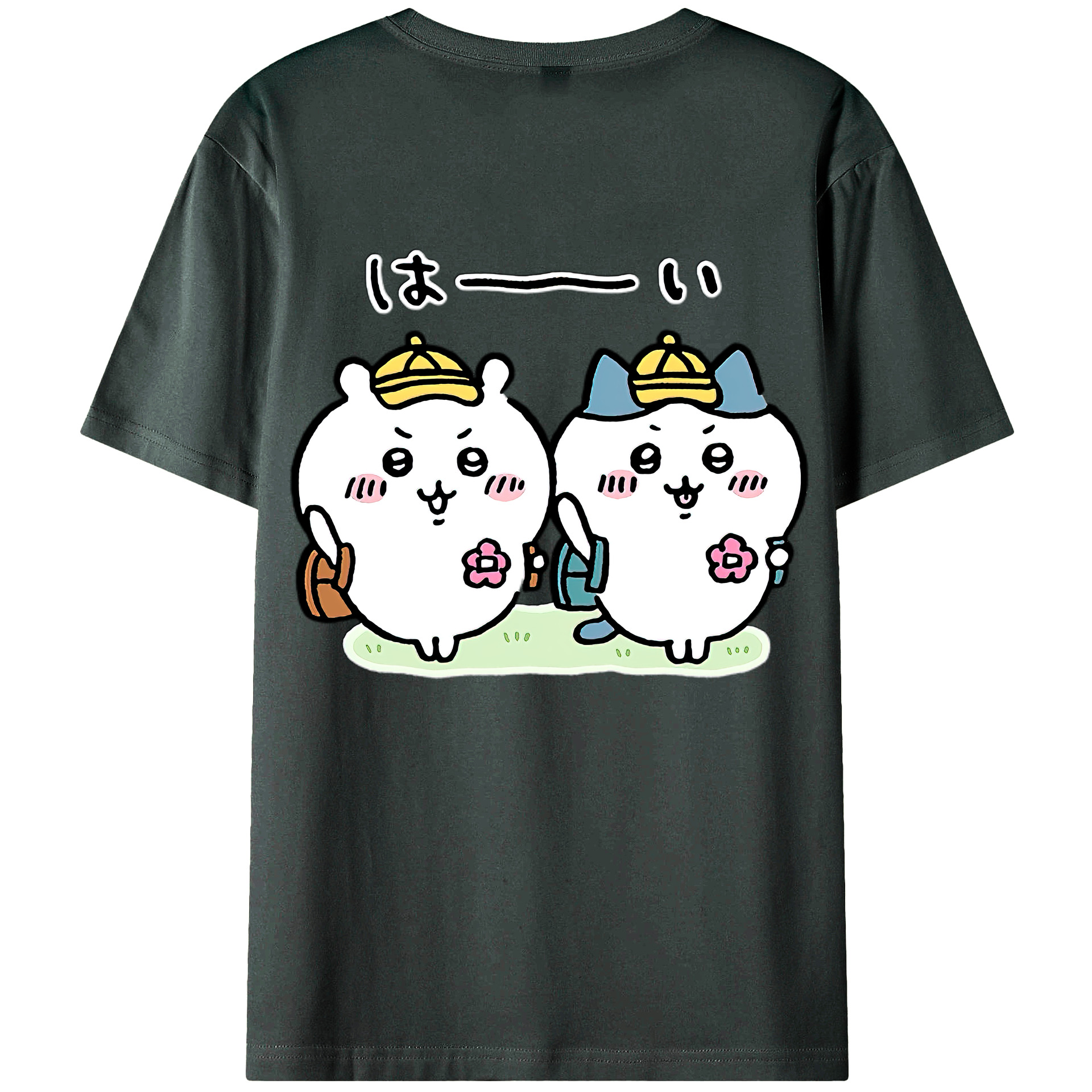 （画像用） ちいかわ ハチワレ Chii-kawa hachiware 綿100％ メンズ半袖Tシャツ（バックプリント） 通気性